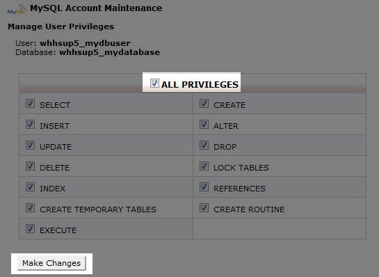 mysql create user with privileges on database