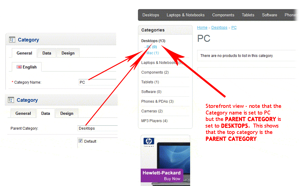 C categories name. OPENCART 1.5 для юмоней. Category parent ID. Blurs category name.