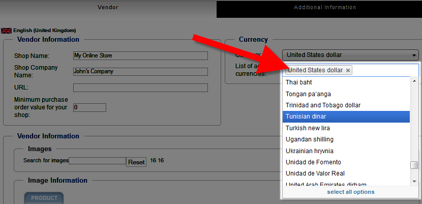 virtuemart currency selector